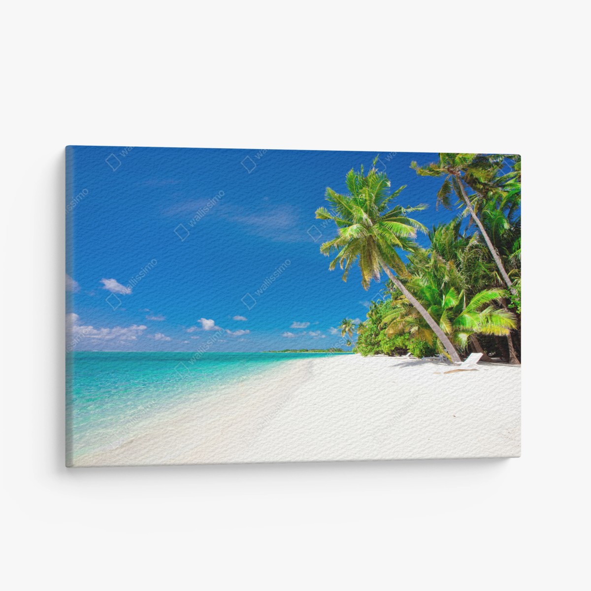 Cuadro en lienzo escena tropical de playa con palmeras y mar turquesa – Pixers®