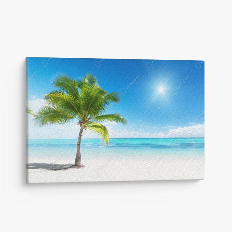 Cuadro en lienzo palmera en playa paradisíaca – Pixers®