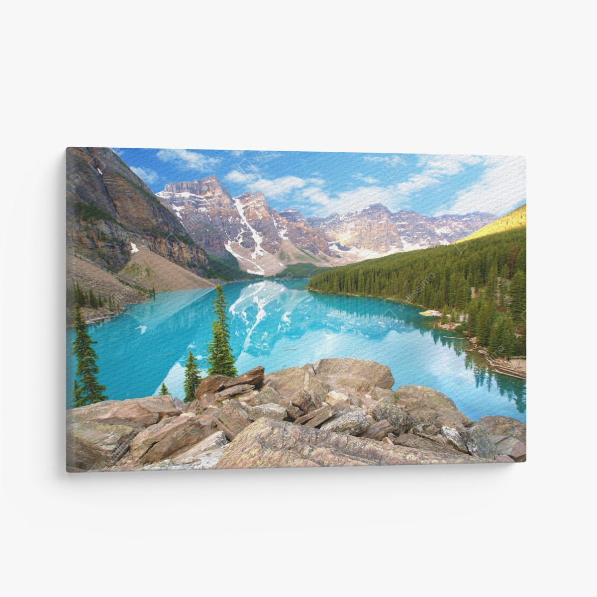 Cuadro en lienzo paisaje de lago turquesa y montañas nevadas – Pixers®