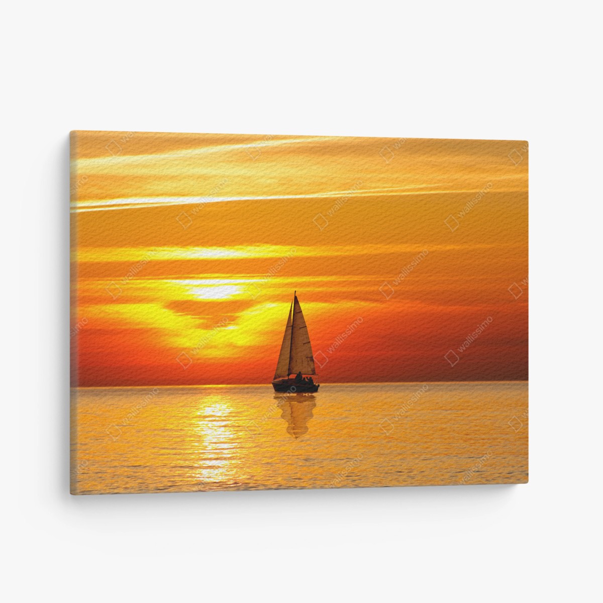Cuadro en lienzo velero al atardecer dorado – Pixers®