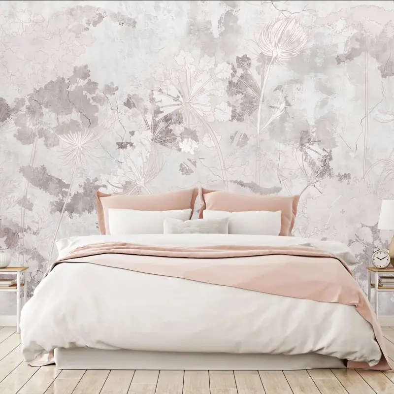 Fotomural PASTEL FLORAL BOTANICO SUAVE CHIC PARA DORMITORIO