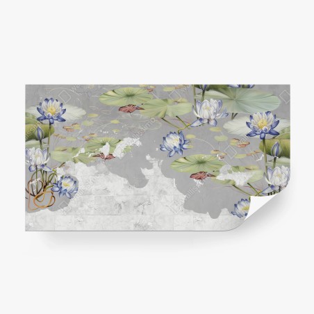 Fotomural LOTO NENUFAR FLORAL BOTANICO ESTANQUE PARA SALON – Pixers®