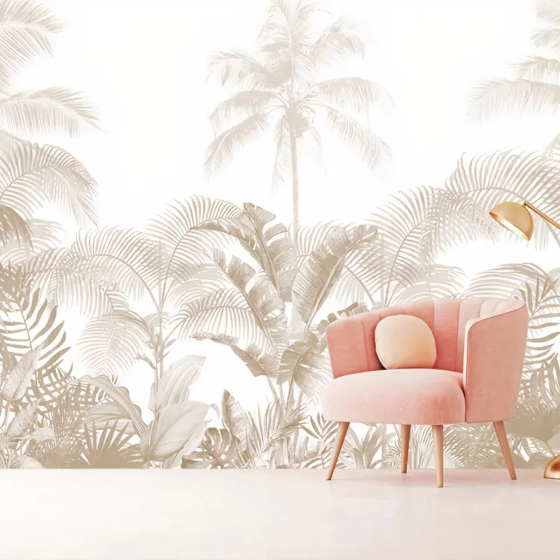 Fotomural PALMA HOJA TROPICAL BEIGE NATURALEZA PARA SALÓN