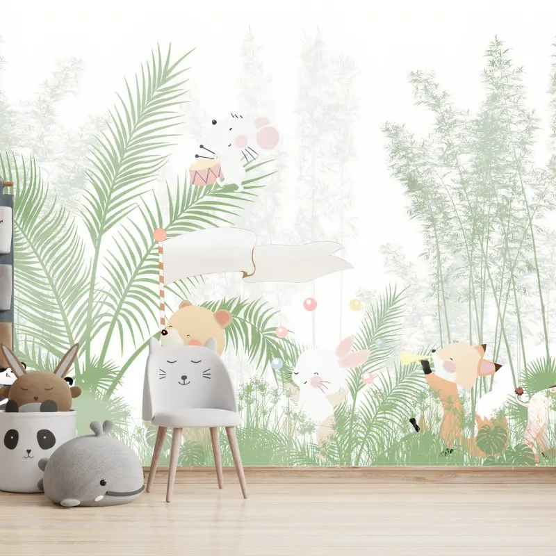 Fotomural ANIMALES PANDA OSO CONEJO PASTEL PARA LA HABITACIÓN