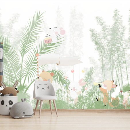Fotomural ANIMALES PANDA OSO CONEJO PASTEL PARA LA HABITACIÓN – Pixers®