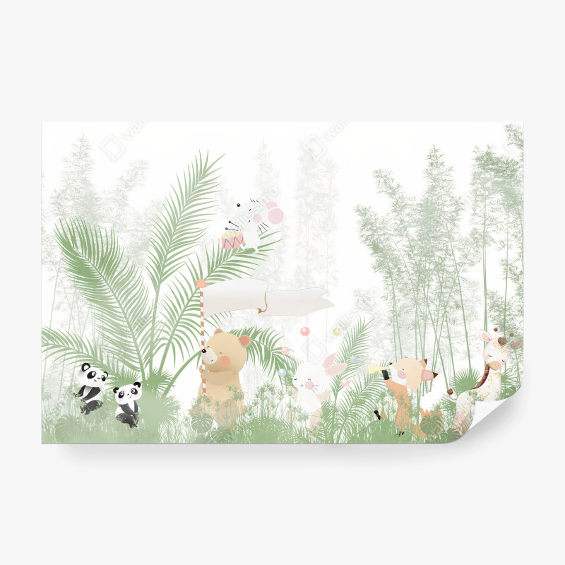 Fotomural ANIMALES PANDA OSO CONEJO PASTEL PARA LA HABITACIÓN