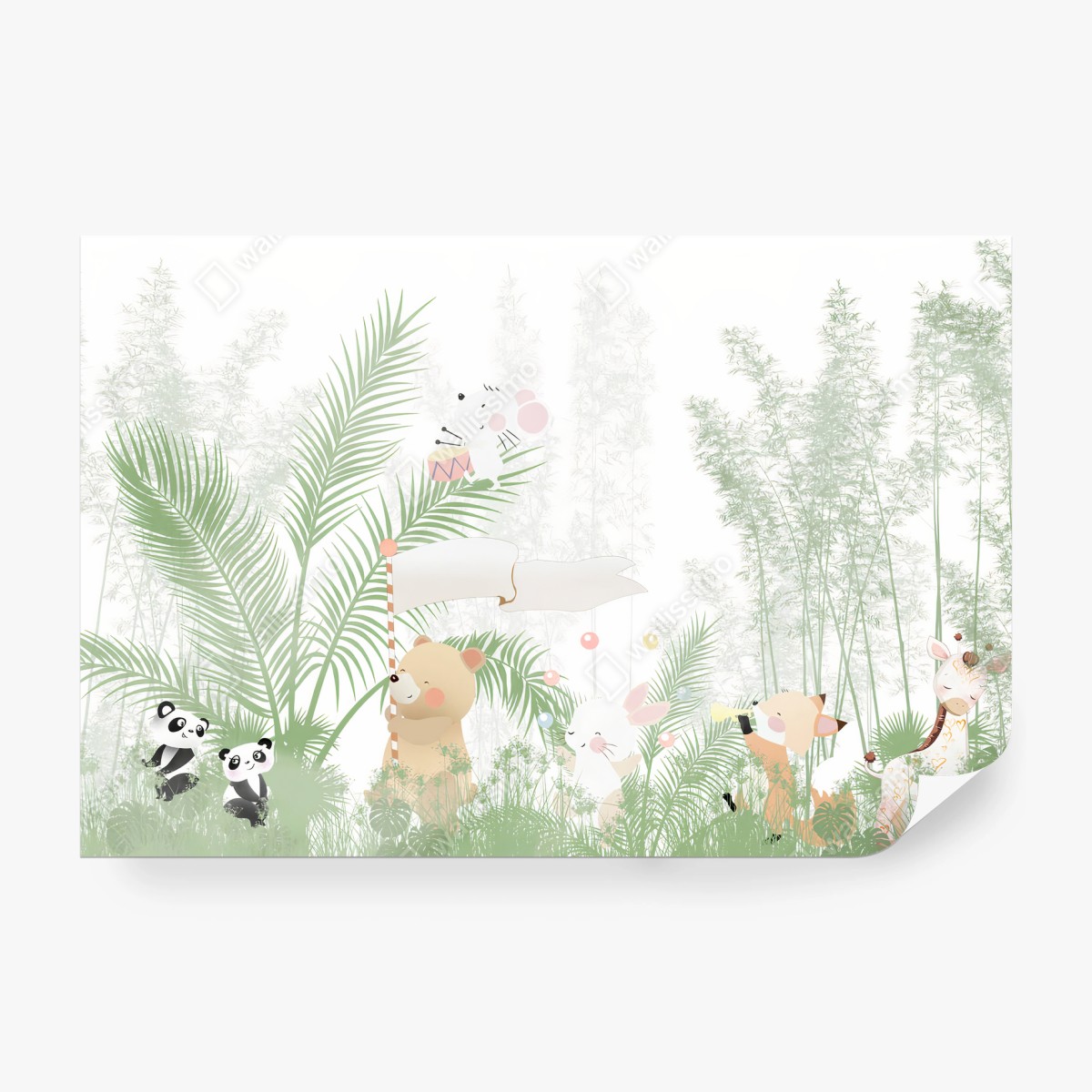 Fotomural ANIMALES PANDA OSO CONEJO PASTEL PARA LA HABITACIÓN – Pixers®