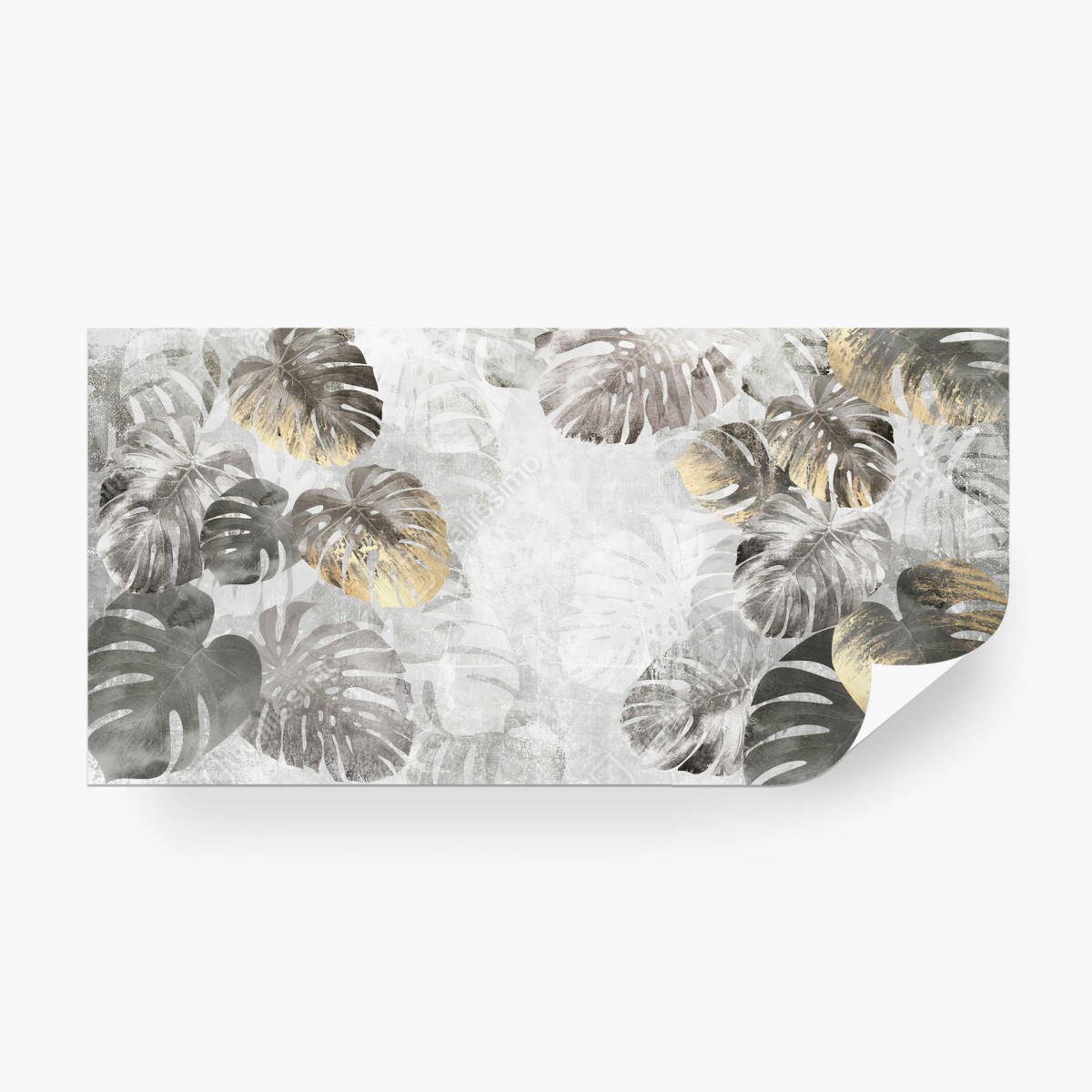 Fotomural MONSTERA HOJAS ORO GRIS TROPICAL PARA SALÓN – Pixers®
