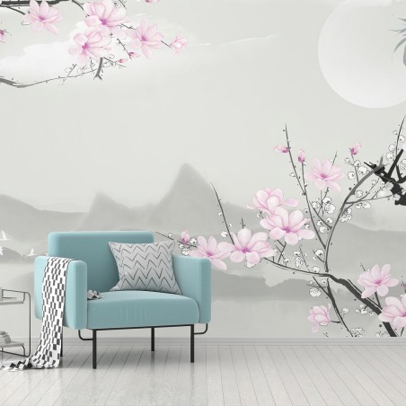 Fotomural FLORES CEREZO ASIA MONTAÑAS SERENO PARA SALÓN – Pixers®
