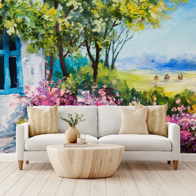 Fotomural JARDÍN ARTE FLORES VERANO CASA PARA EL SALÓN