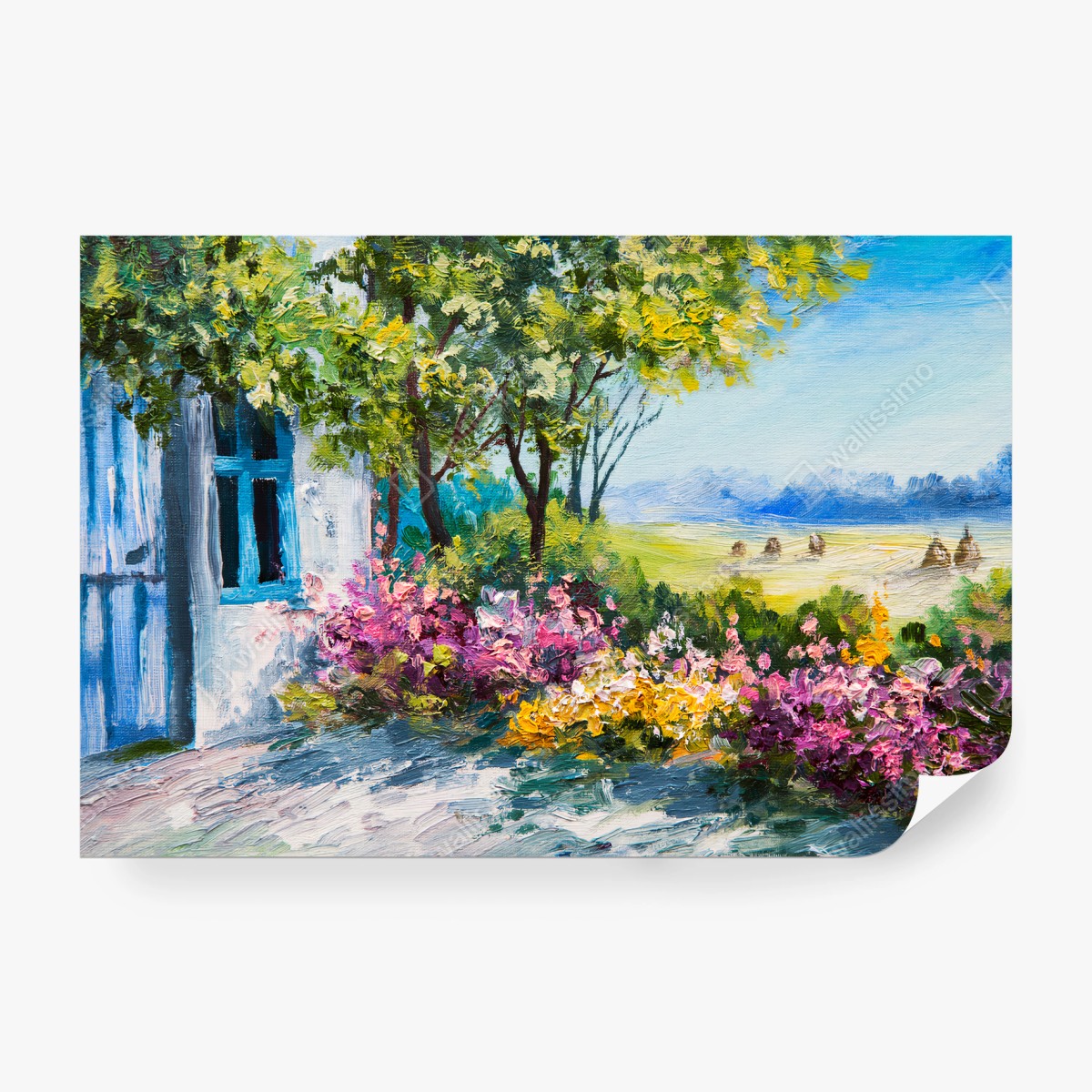 Fotomural JARDÍN ARTE FLORES VERANO CASA PARA EL SALÓN – Pixers®