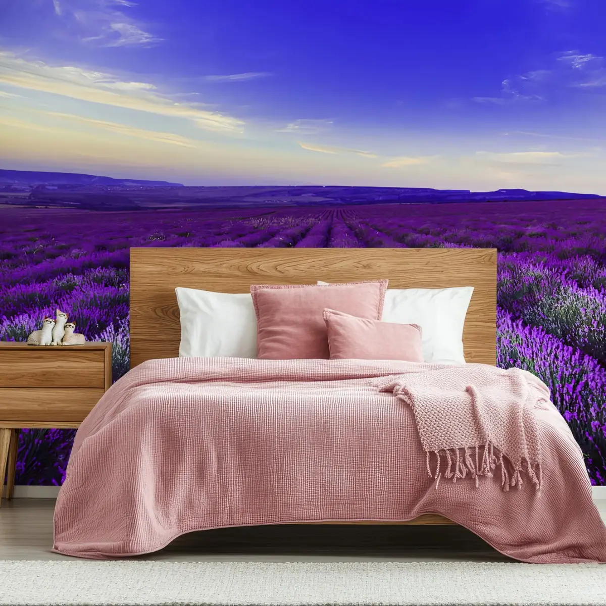Fotomural LAVANDA CAMPO SOL PAISAJE MORADO PARA DORMITORIO – Pixers®