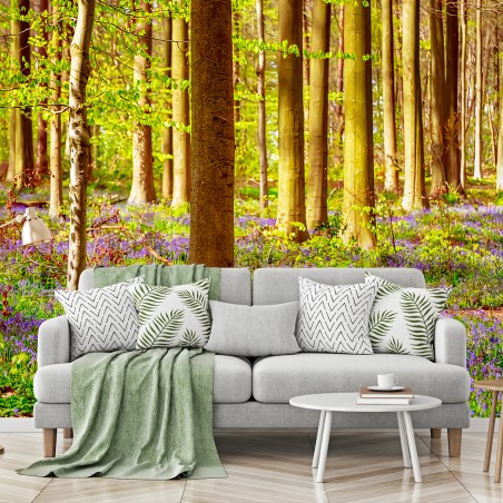 Fotomural CAMPANILLAS BOSQUE PRIMAVERA VERDE ARBOLES PARA SALÓN – Pixers®
