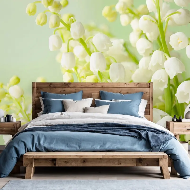 Fotomural LIRIO BLANCO FLORES PRIMAVERA SUAVE PARA DORMITORIO