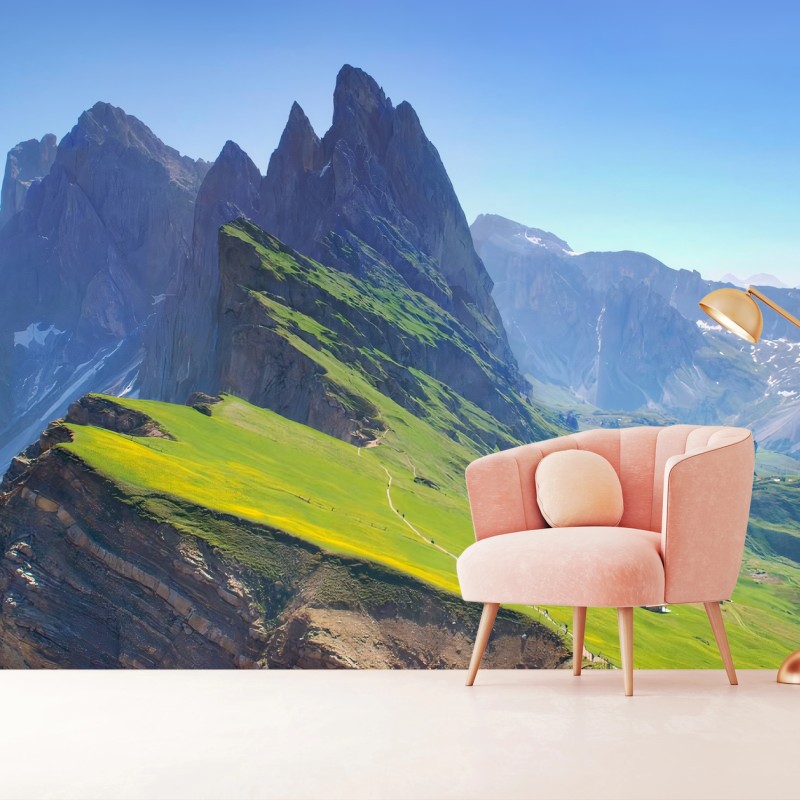 Fotomural ALPES MONTAÑA PAISAJE PRADO CIMA PARA SALÓN