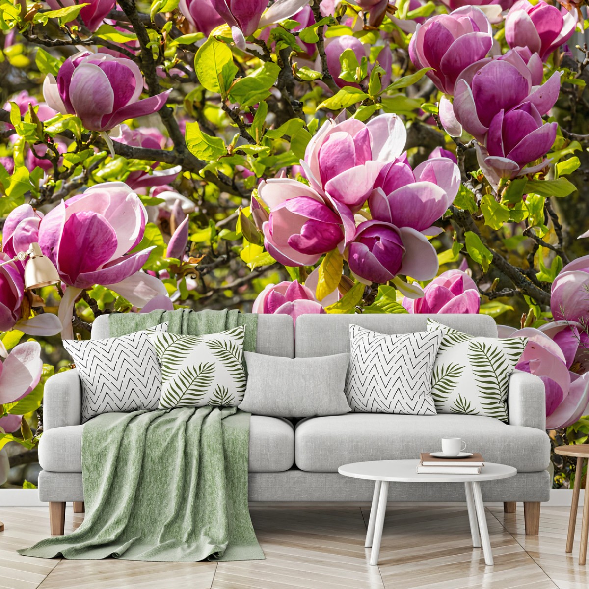 Fotomural MAGNOLIA ROSA FLOR PRIMAVERA CAPULLO PARA SALÓN – Pixers®