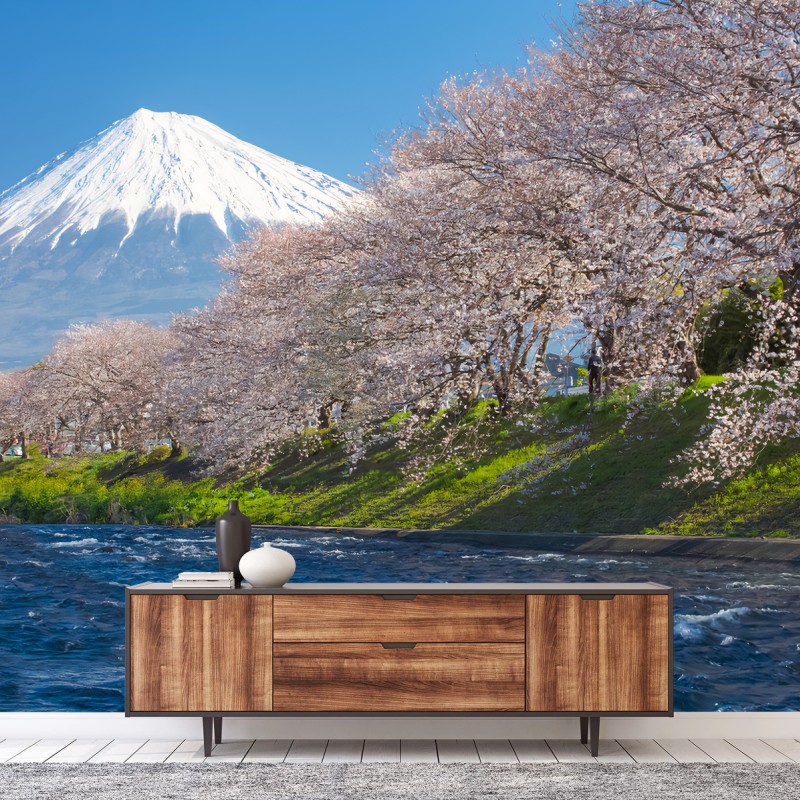 Fotomural FUJI SAKURA JAPON MONTAÑA PRIMAVERA PARA SALÓN