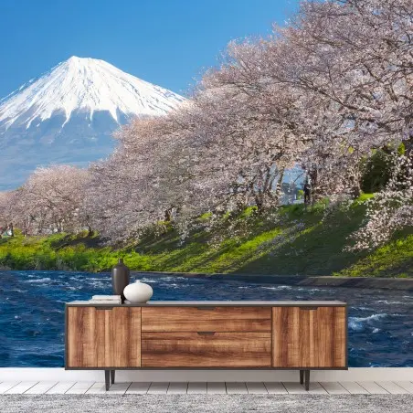 Fotomural FUJI SAKURA JAPON MONTAÑA PRIMAVERA PARA SALÓN
