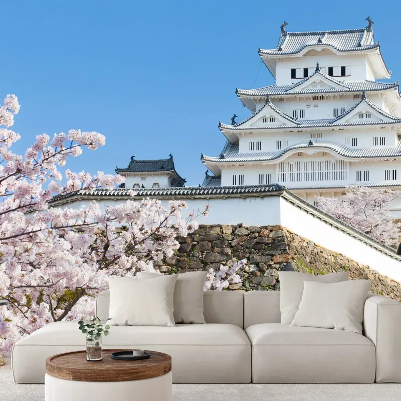 Fotomural JAPON HIMEJI CASTILLO SAKURA CEREZO PARA SALÓN