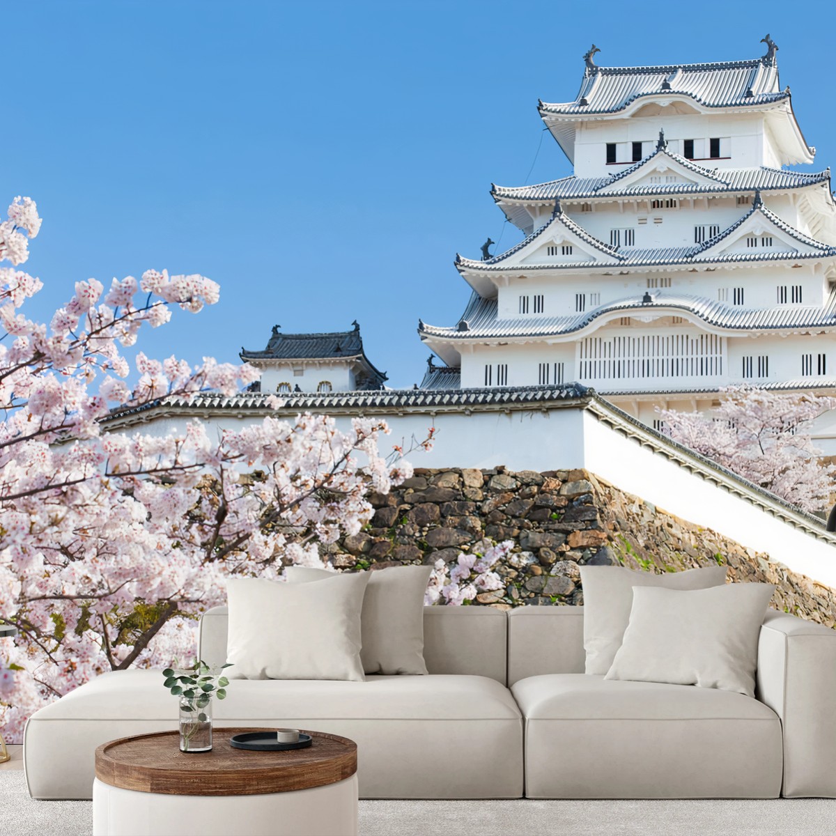 Fotomural JAPON HIMEJI CASTILLO SAKURA CEREZO PARA SALÓN – Pixers®