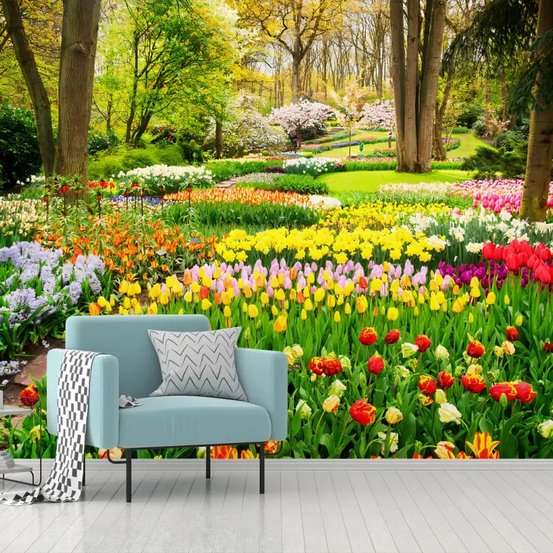 Fotomural TULIPANES PRIMAVERA JARDÍN FLORES COLOR PARA EL SALÓN