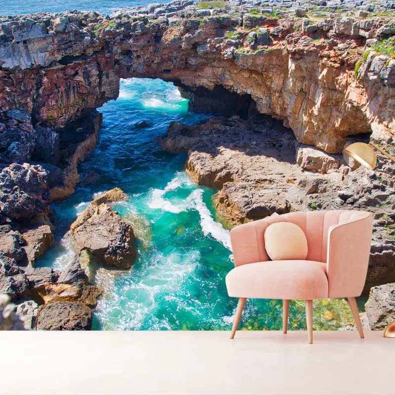 Fotomural MAR ACANTILADOS TURQUESA PORTUGAL ROCA PARA SALÓN