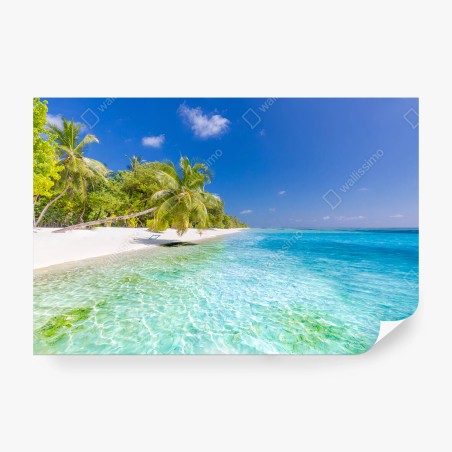 Fotomural PLAYA MAR PALMERAS TURQUESA TROPICAL PARA SALA – Pixers®