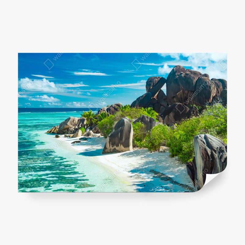 Fotomural PLAYA OCÉANO TURQUESA PARAÍSO PALMERAS PARA SALÓN