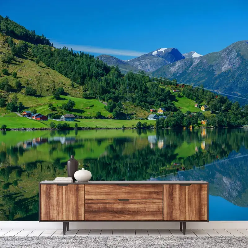 Fotomural MONTAÑAS LAGO NATURALEZA PAISAJE REFLEJO PARA SALÓN