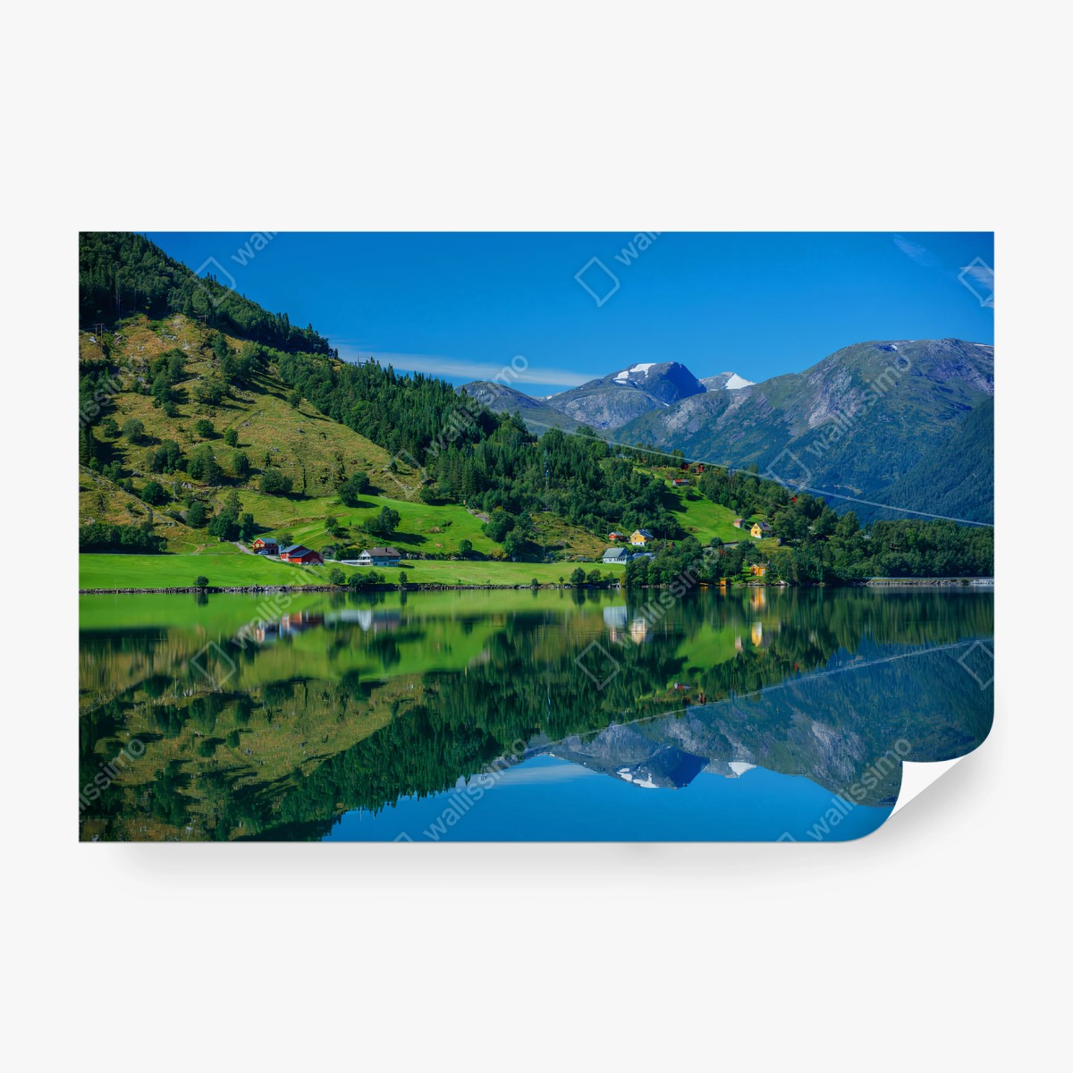 Fotomural MONTAÑAS LAGO NATURALEZA PAISAJE REFLEJO PARA SALÓN – Pixers®