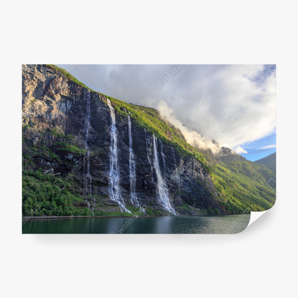 Fotomural CASCADA MONTAÑA NATURALEZA PAISAJE VERDE PARA SALA – Pixers®