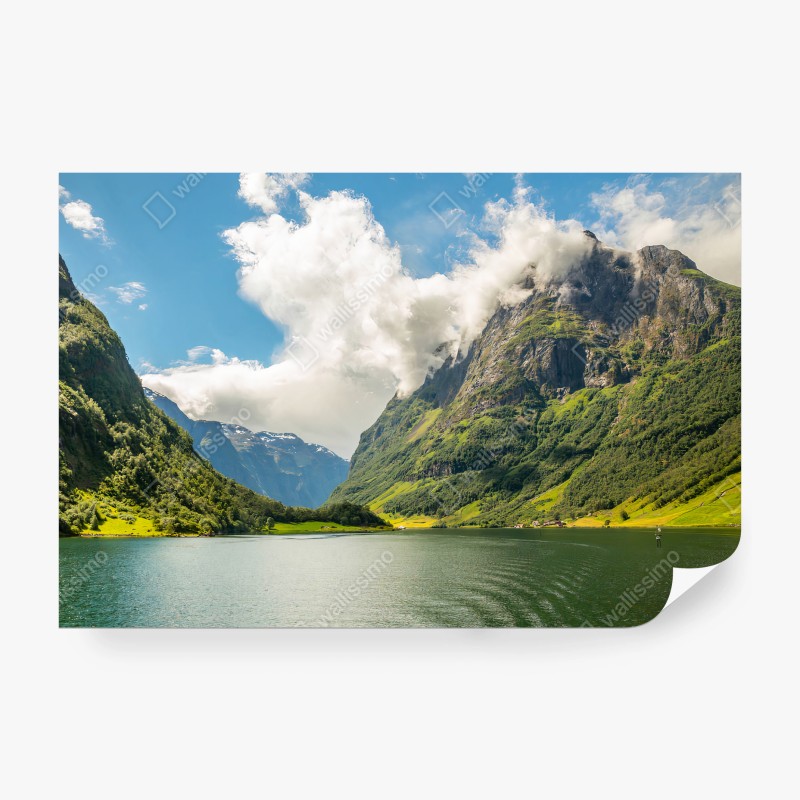Fotomural FIORDO NORUEGA MONTAÑAS PAISAJE VERDE PARA SALÓN