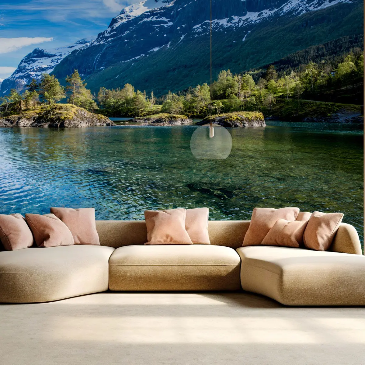 Fotomural NORUEGA MONTAÑAS LAGO NATURALEZA BELLO PARA LA SALA – Pixers®
