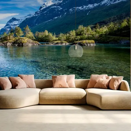 Fotomural NORUEGA MONTAÑAS LAGO NATURALEZA BELLO PARA LA SALA – Pixers®