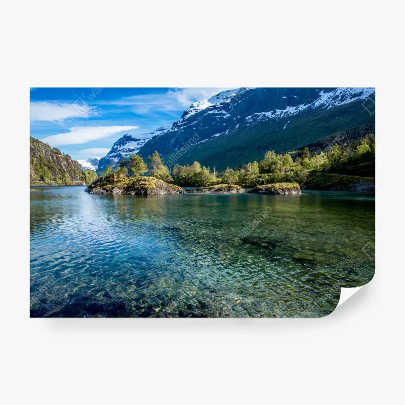 Fotomural NORUEGA MONTAÑAS LAGO NATURALEZA BELLO PARA LA SALA