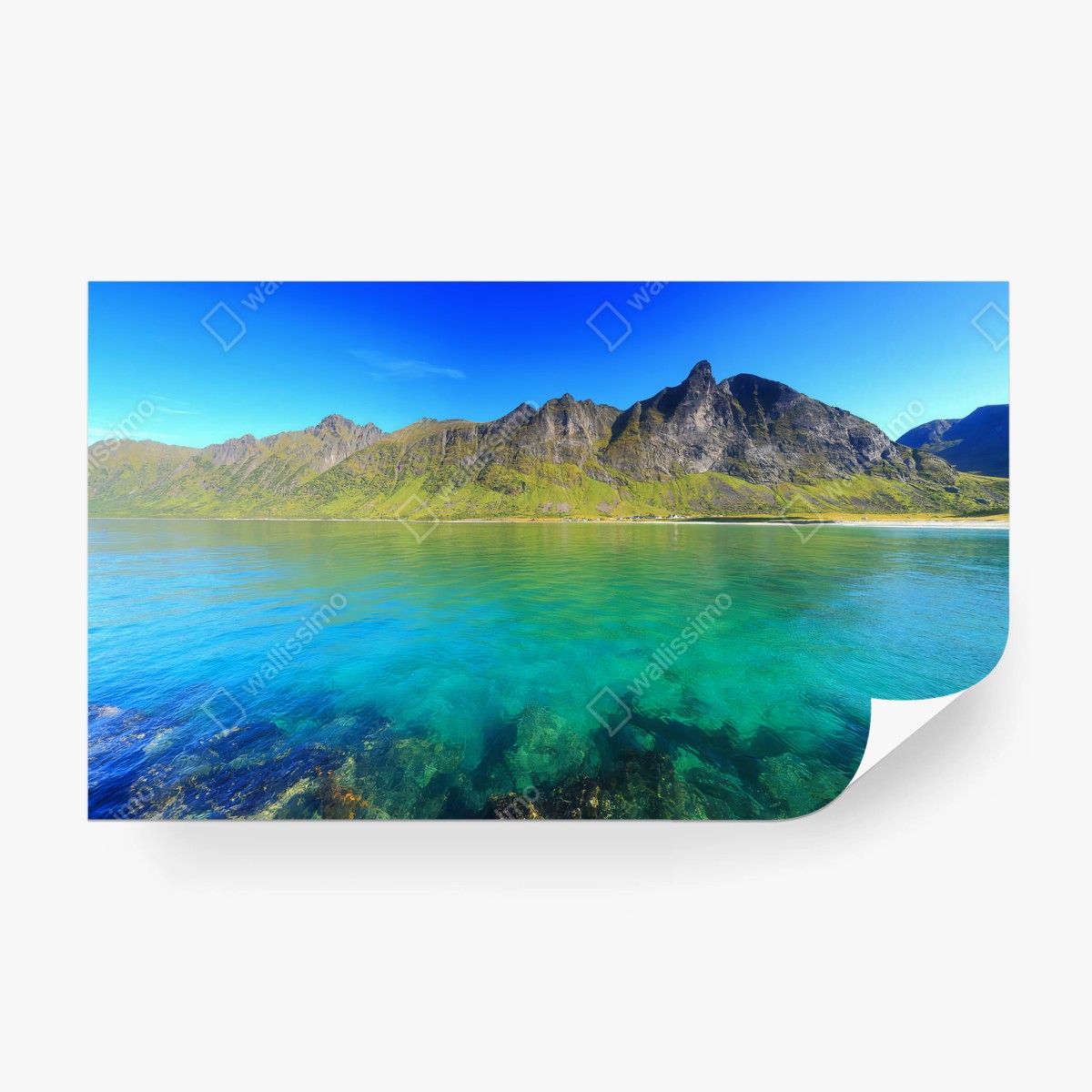 Fotomural NORUEGA MAR TURQUESA MONTAÑAS PLAYA PARA EL SALÓN – Pixers®