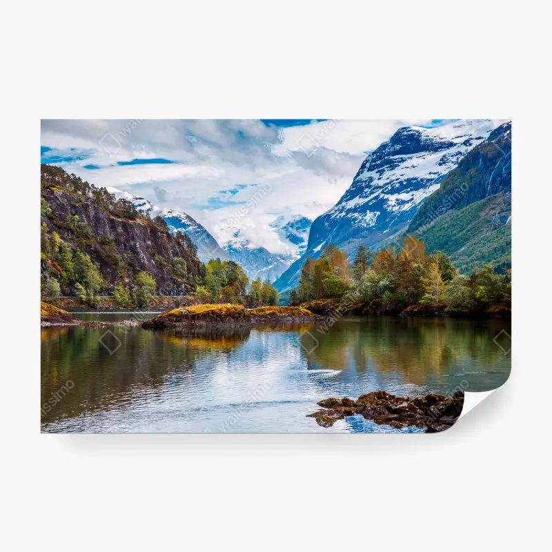 Fotomural NORUEGA MONTAÑAS FIORDO LAGO NATURALEZA PARA SALA