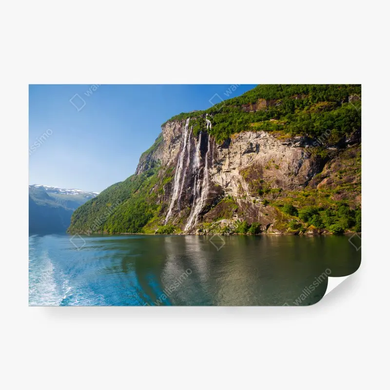 Fotomural NORUEGA FIORDO CASCADA MONTAÑAS PAISAJE PARA SALÓN