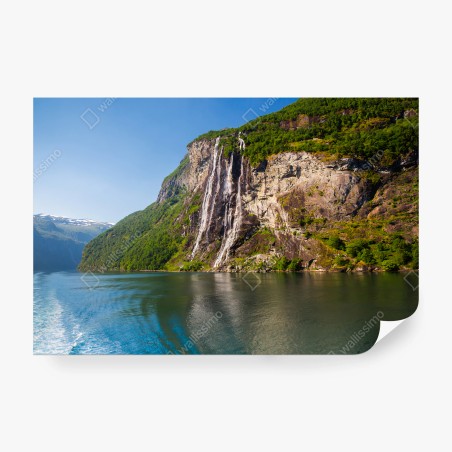 Fotomural NORUEGA FIORDO CASCADA MONTAÑAS PAISAJE PARA SALÓN – Pixers®