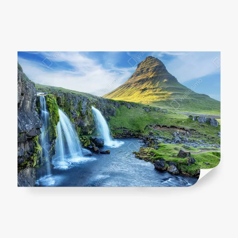 Fotomural ISLANDIA CASCADA MONTAÑA NATURALEZA ESCENA PARA SALÓN