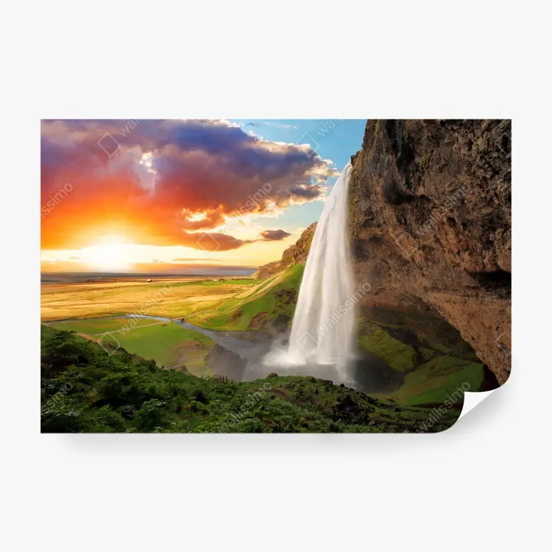 Fotomural CASCADA ATARDECER PAISAJE NATURALEZA CIELO PARA SALA
