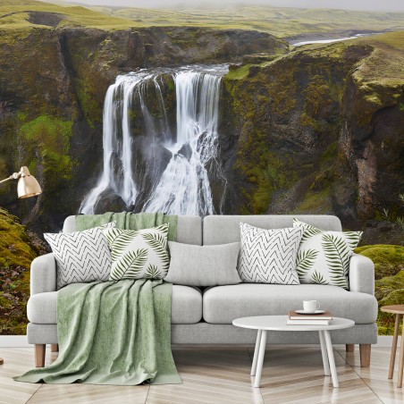 Fotomural CASCADA PAISAJE NATURALEZA MUSGO VERDE PARA SALÓN – Pixers®