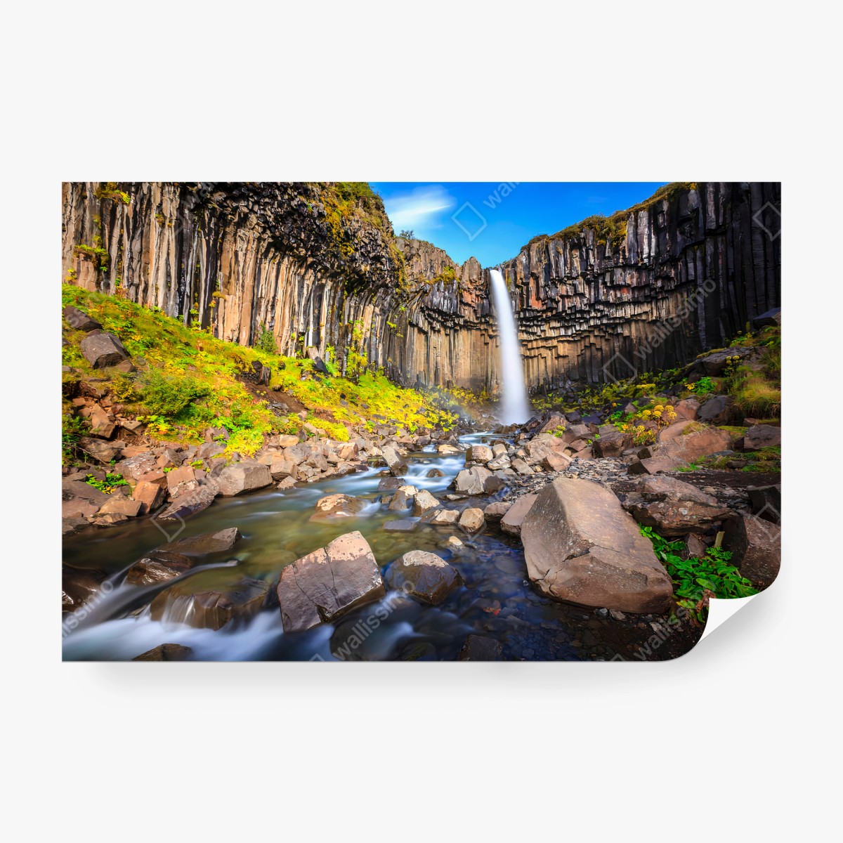 Fotomural ISLANDIA CASCADA BASALTO ROCAS NATURA PARA SALA – Pixers®