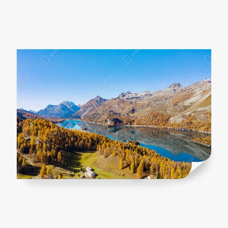 Fotomural MONTAÑAS LAGO OTOÑO PAISAJE REFLEJO PARA SALÓN