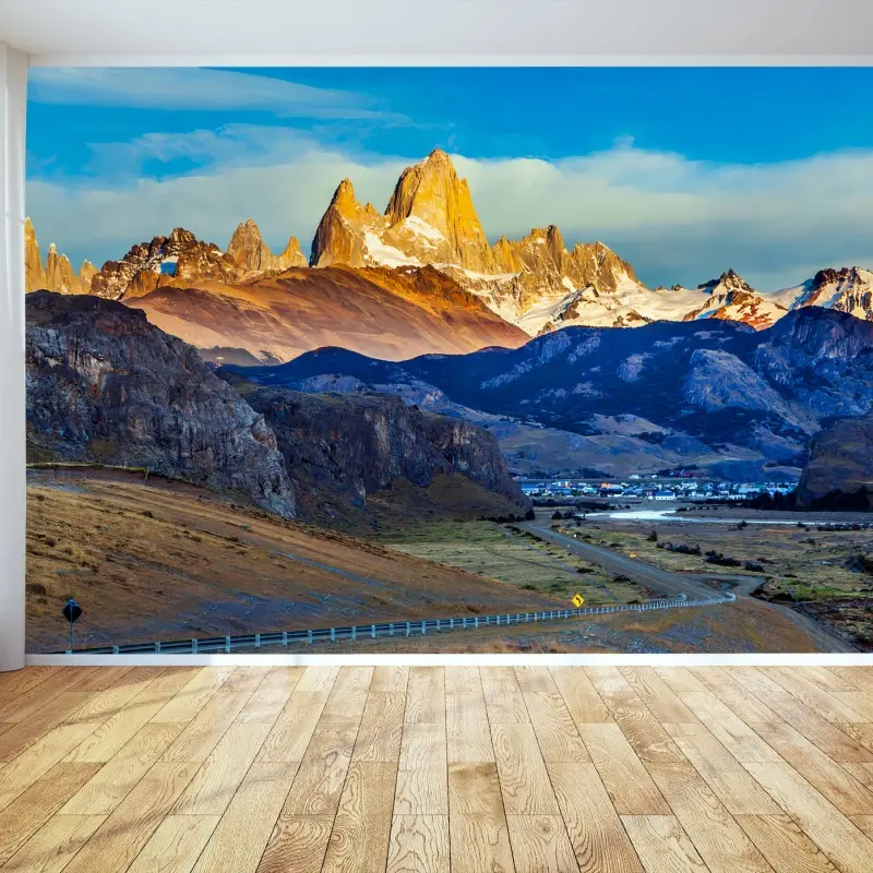 Fotomural MONTAÑAS PATAGONIA AMANECER PICO PUEBLO PARA SALÓN