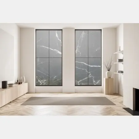 Pegatina para ventana mármol negro con vetas blancas y contraste elegante – Pixers®