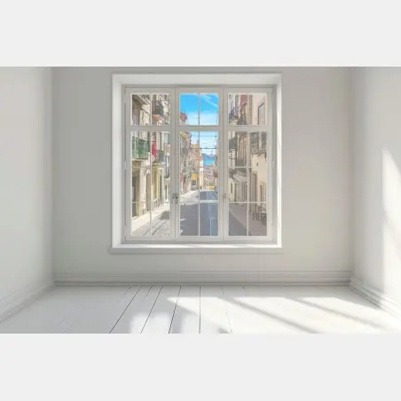 Pegatina para ventana calle empedrada de Lisboa bajo el sol – Pixers®