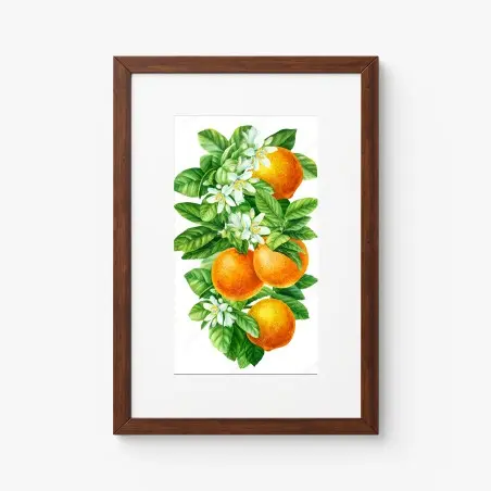 Póster ramas de naranjo con flores en acuarela – Pixers®