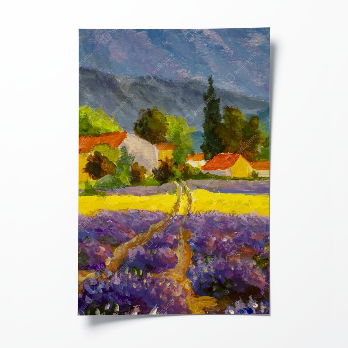 Póster atardecer en la campiña de lavanda – Pixers®