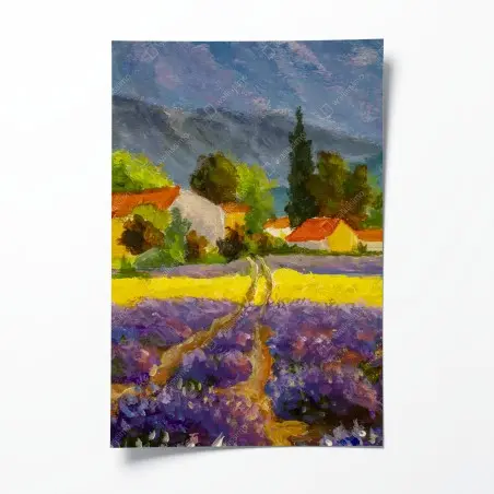 Póster atardecer en la campiña de lavanda – Pixers®